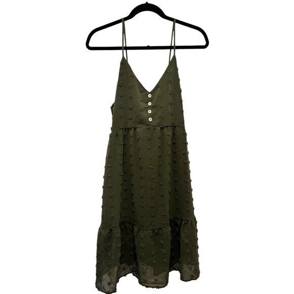 ✌️ 2/$40 ✌️ New Olive Green XL Summer Swiss Dot Dress - Picture 1 of 6
